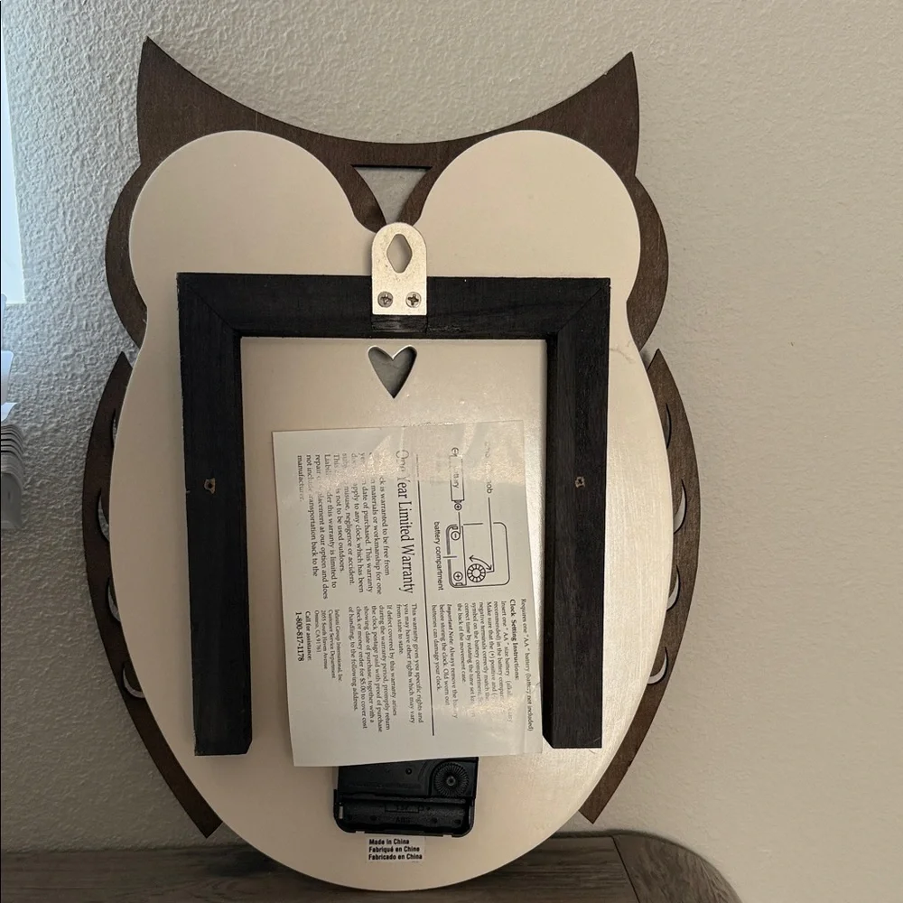 Owl Wall Clock Decor in Brown and Cream - Unbranded
